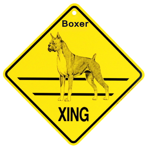 ボクサー 犬 横断注意 英語サインボード アメリカ輸入看板