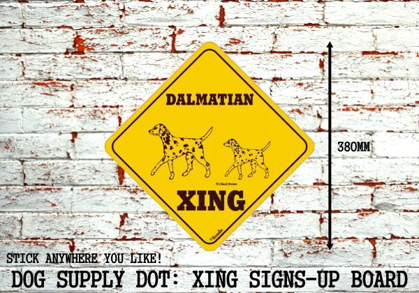 ダルメシアン(二頭) 横断注意 英語サインボード アメリカ輸入看板:DALMATIAN XING